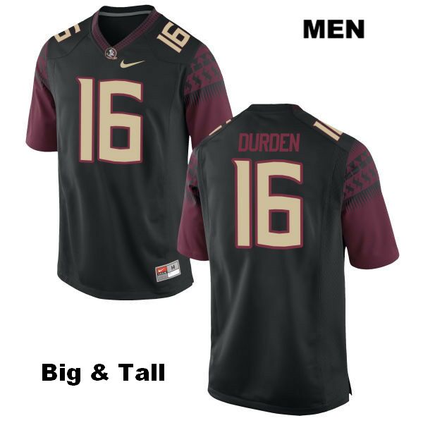 Men's NCAA Nike Florida State Seminoles #16 Cory Durden College Big & Tall Black Stitched Authentic Football Jersey XGG3469YQ